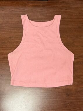 Pink Cropped High Neck Tank